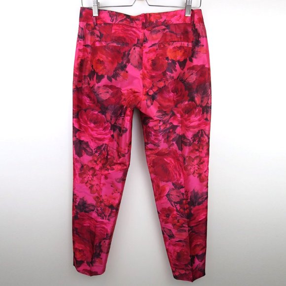 J.Crew Rose Floral Taffeta Cafe Capri Pant Size 0 - Picture 6 of 9